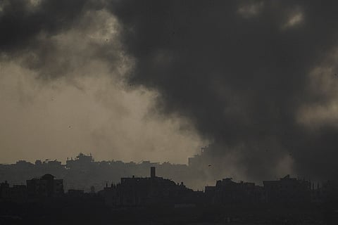 Smoke billows after an explosion
